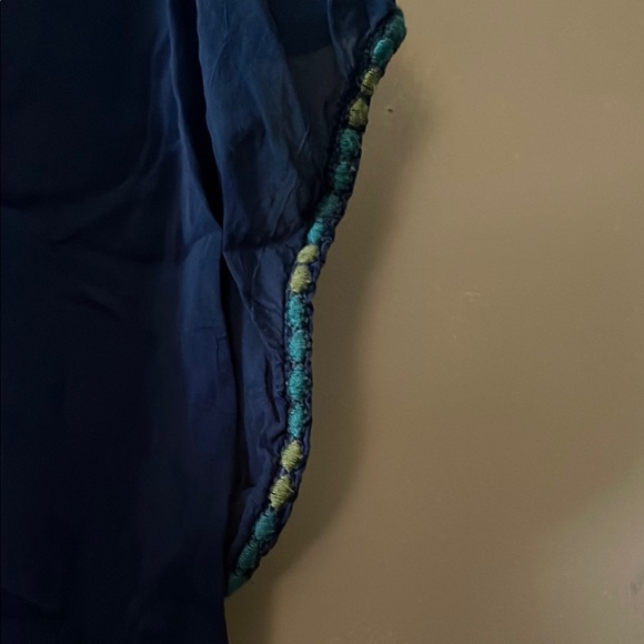 Johnny Was Navy Floral Embroidered Blouse - Picture 6 of 8